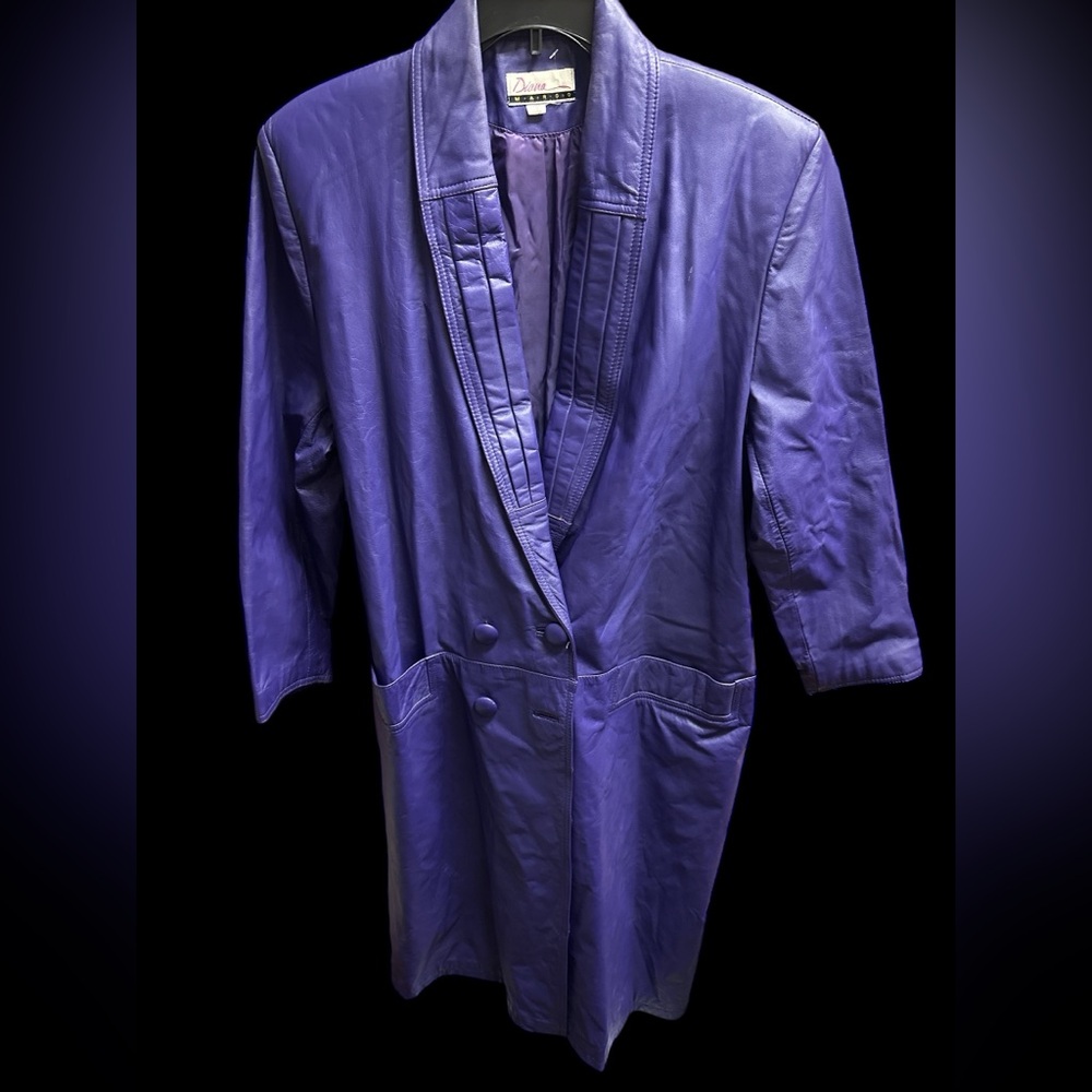 VINTAGE Diana Marco Long Leather  Trench Coat - Picture 3 of 8